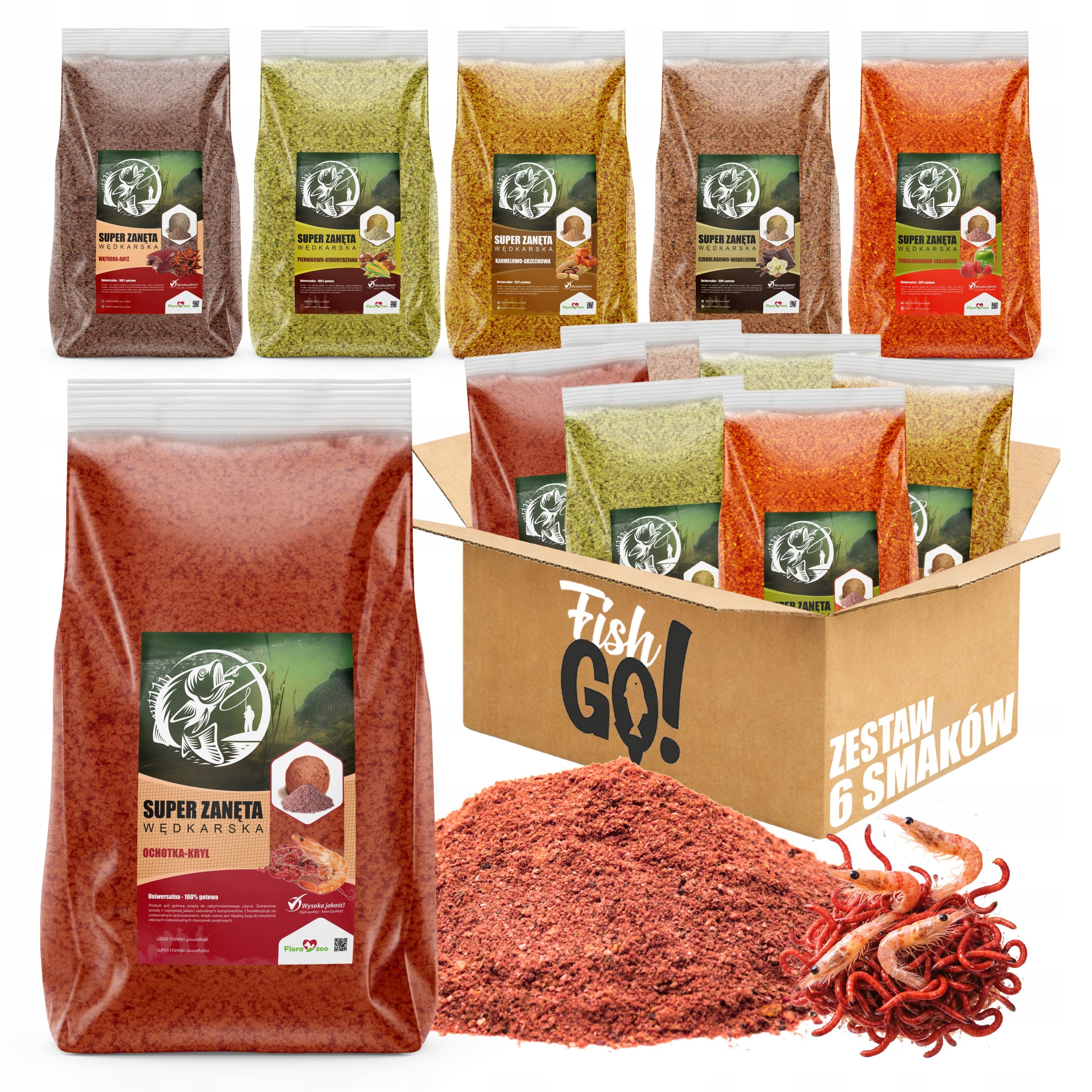 6x Zanęta Wędkarska 2,5KG Zestaw MIX Smaków method feeder na ryby karpia