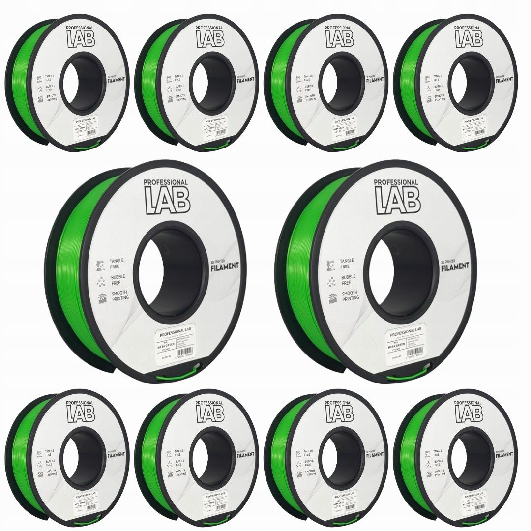 10 x Filament Pla Meta Green Metalický Zelený Prof. Lab 1,75 mm 1 kg 3D tlač