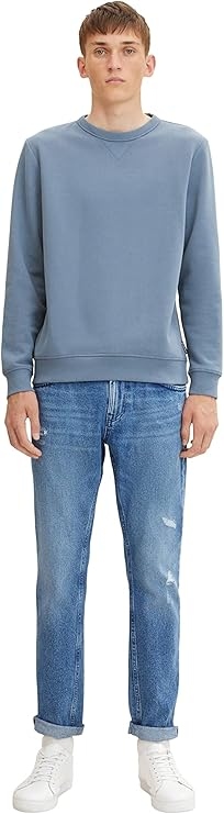 Tom Tailor Pánské Džíny Jednoduché Modré Oděrky Bavlna 30/30 6FA