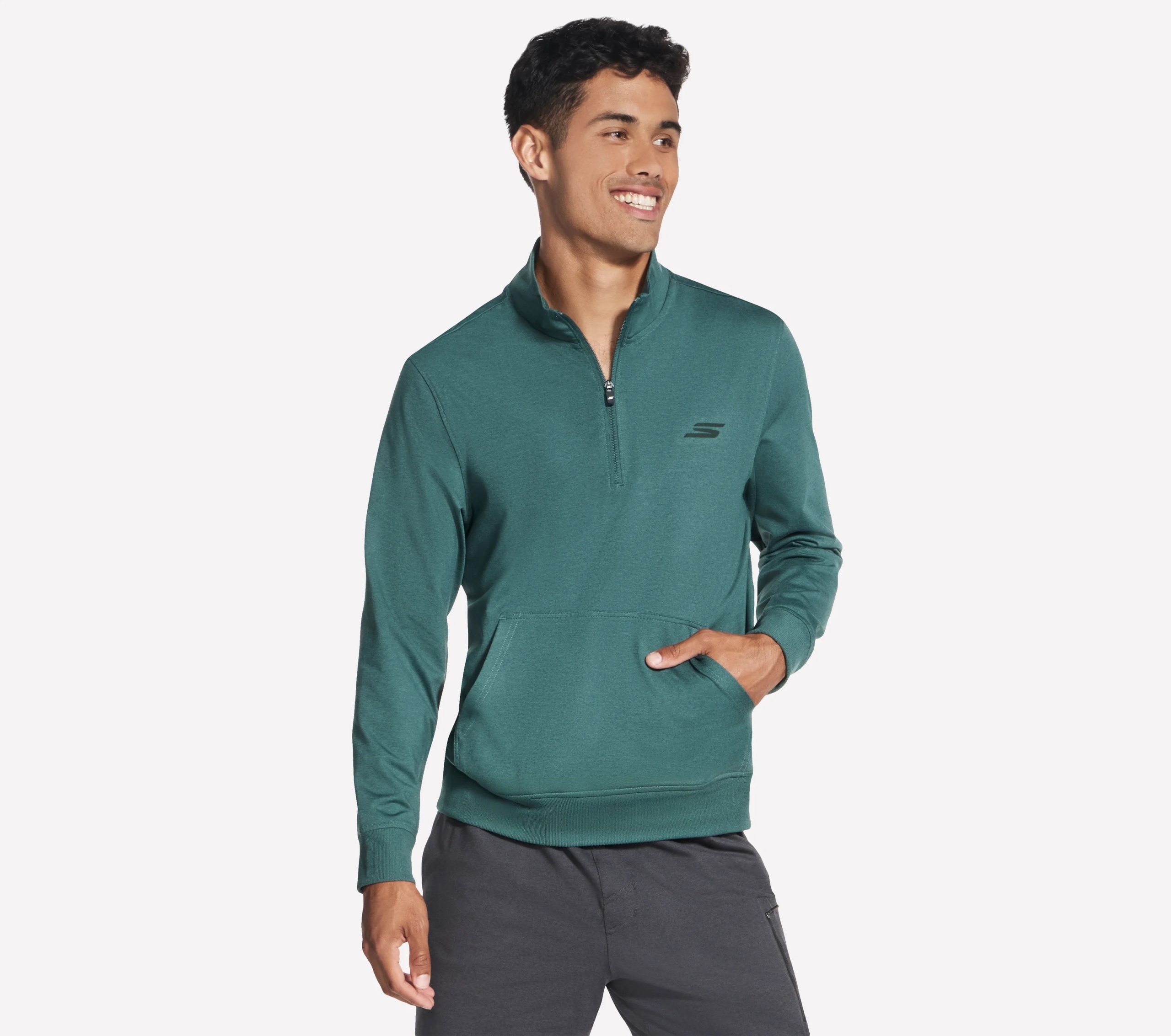 Pánská mikina Skechers Weekend Easy 1/4 Zip zelená LT269 Stol