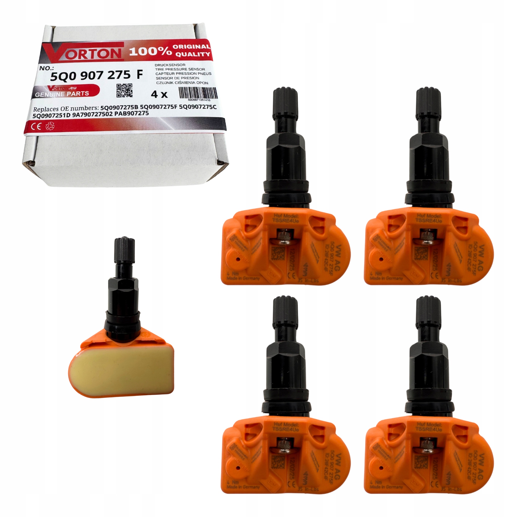 4X Senzor Tlaku Pneumatikách Snímače Volkswagen Golf Plus Polo VI Passat B8