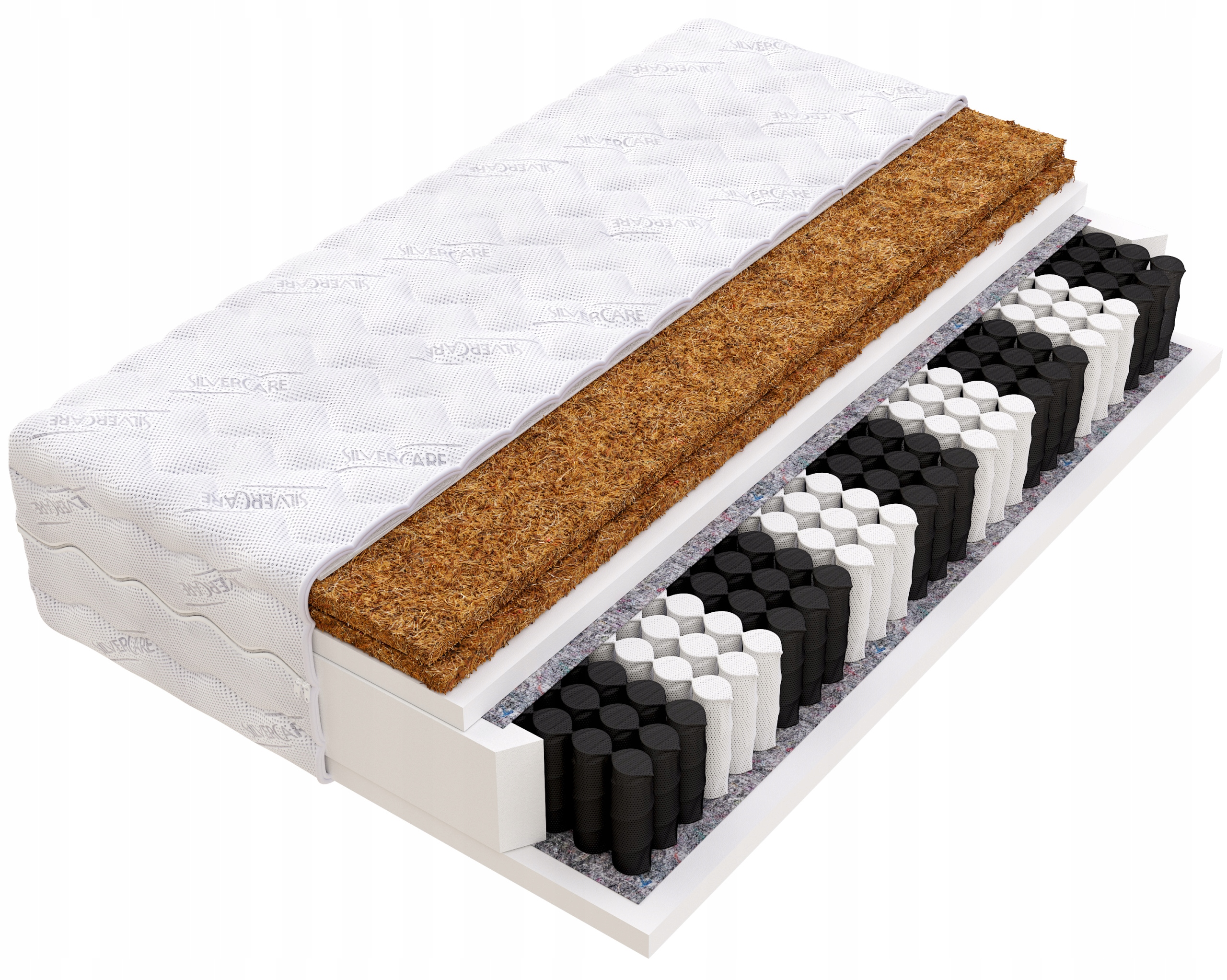 Materac 120x200 Kokos x2 kieszeniowy H3/H5 twardy pocket Silver Max