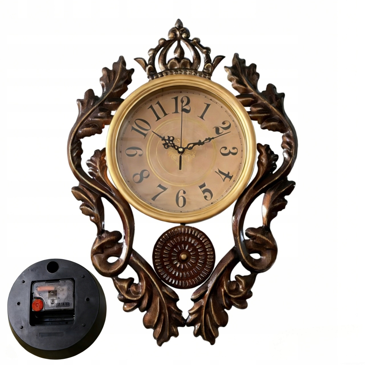 Velký Efektní Zlatý Nástěnný Hodinový Stroj 54 cm