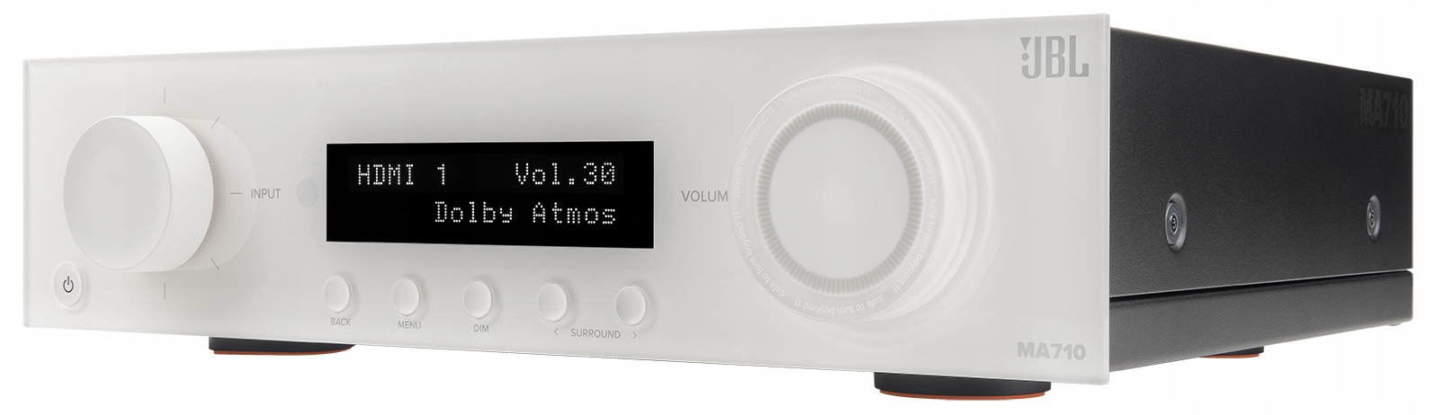 Jbl MA710 White 8K eARC Chromecast AirPlay2 7.2 Atmos Menu Pl