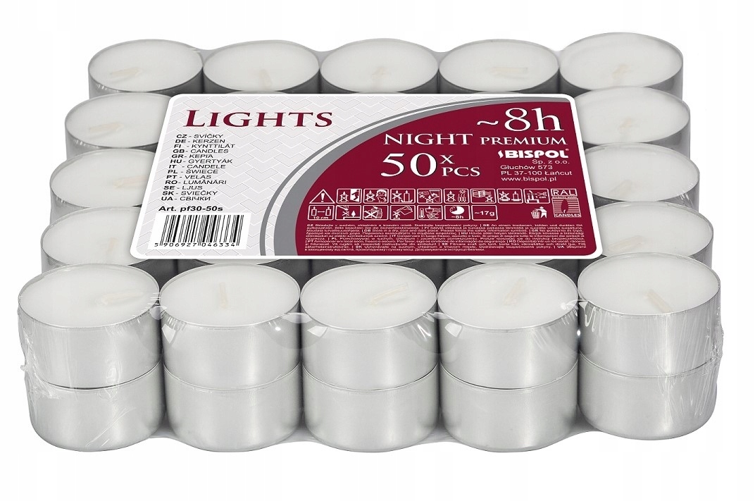 

Bispol Podgrzewacze Świeczki Tealighty 50 Szt 8H