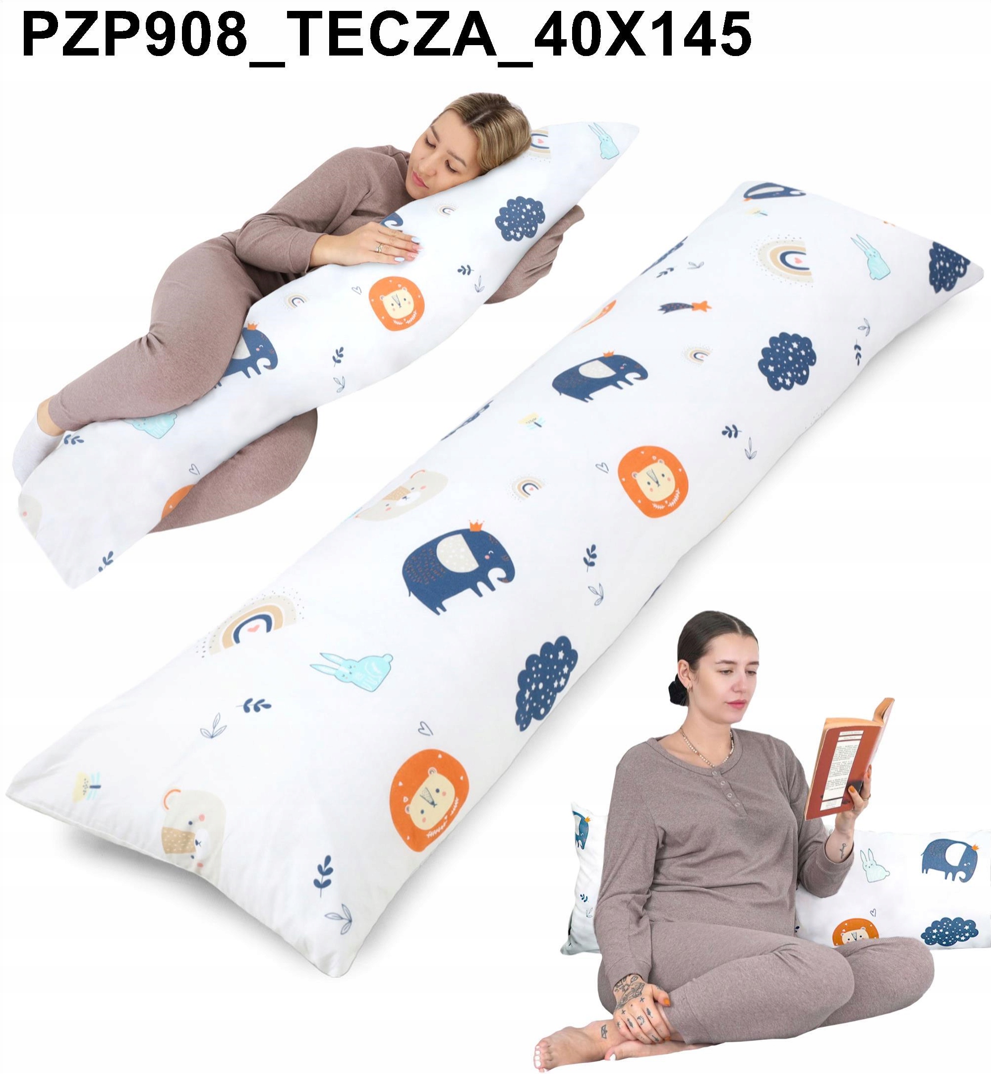 PODUSZKA DO SPANIA NA BOKU WIELOFUNKCYJNA 145 cm x40 cm Materiał wypełnienia włókna poliestrowe