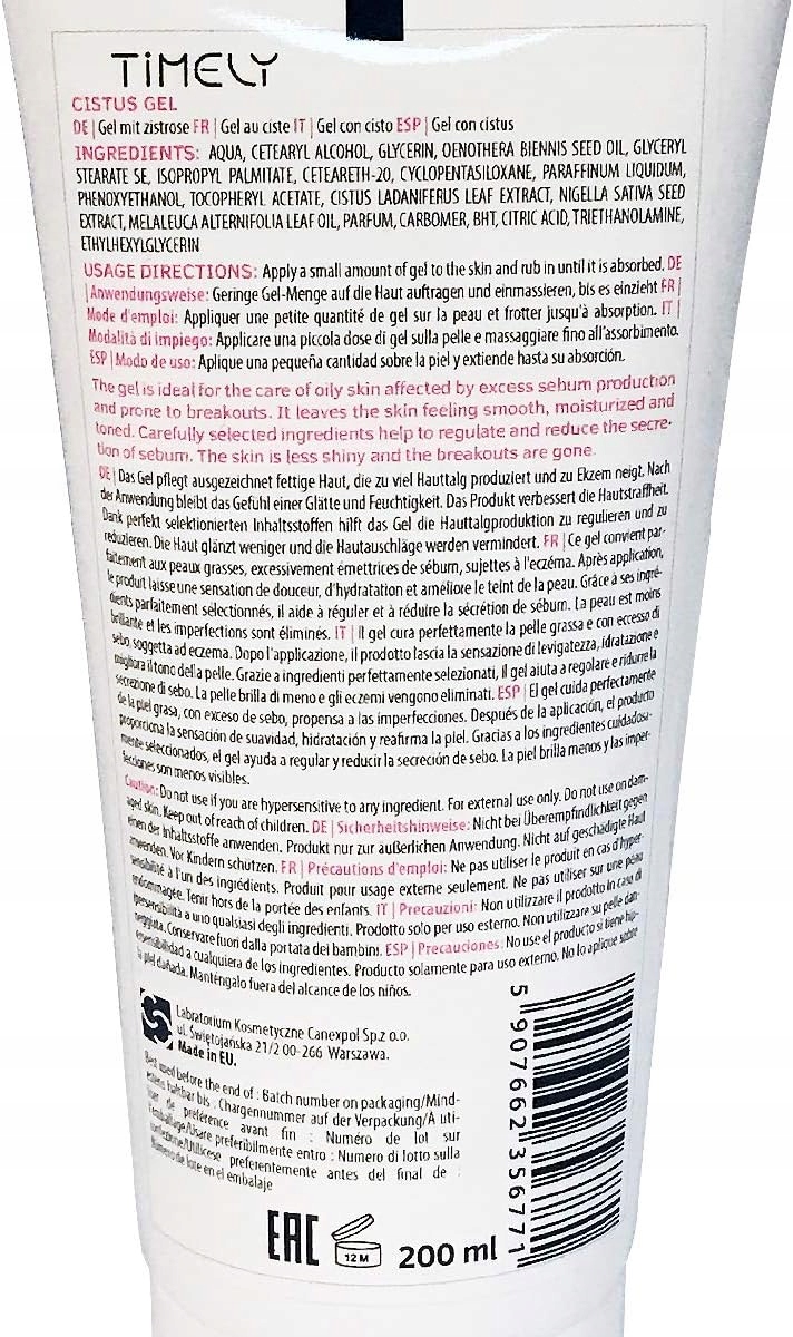 Timely Żel z czystkiem 200ml Marka Canexpol