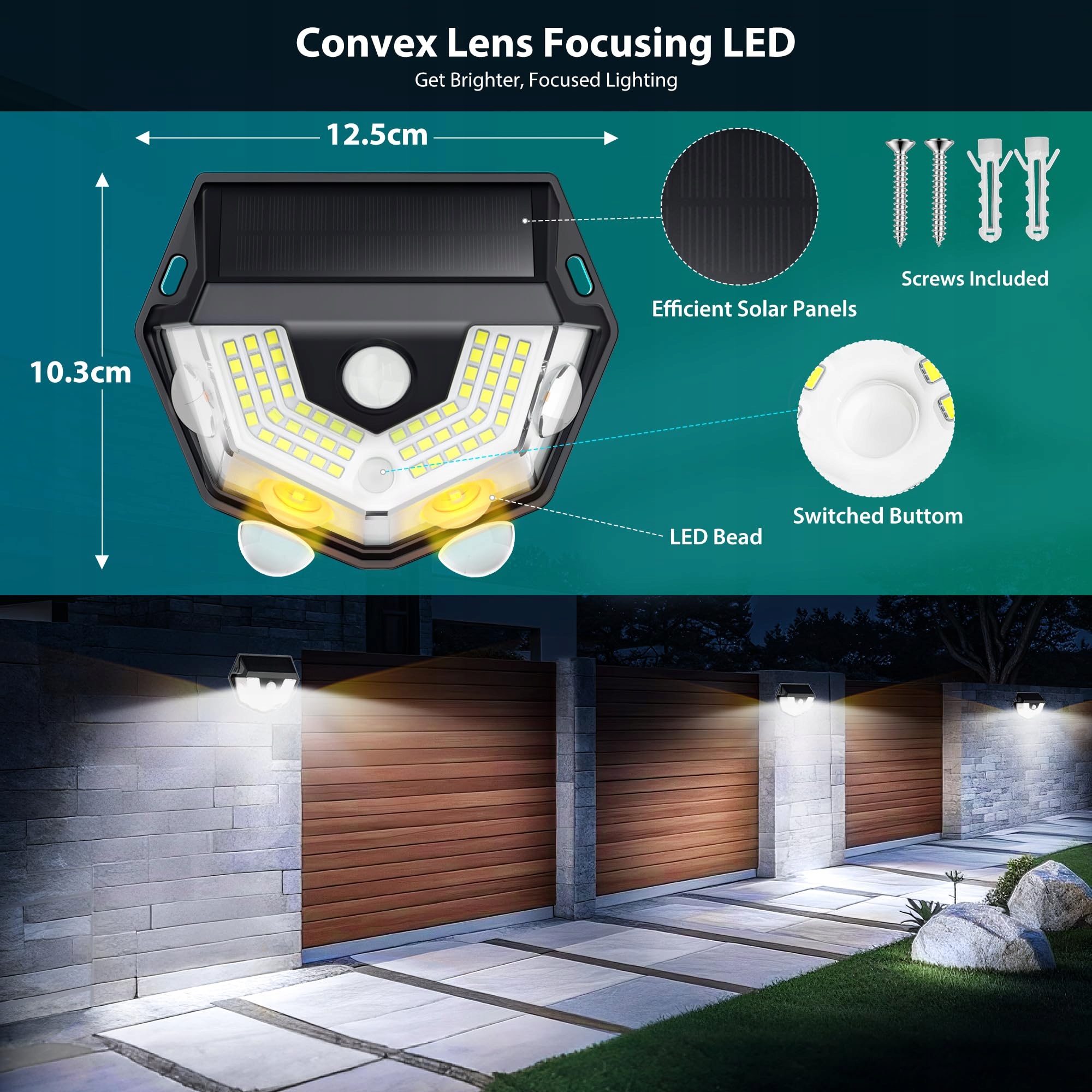 GOFFII Solar Outdoor Lamps with Motion Sensor 4 Pack IP65 Waterproof — miniatura 4