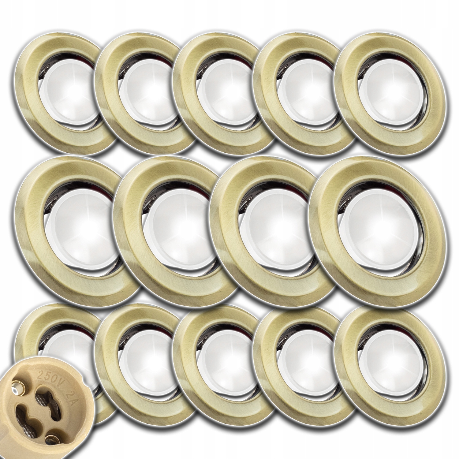 14x Stropní Svítidlo Halogen Led Lampa 1,5W Neutrální Očko Mosaz