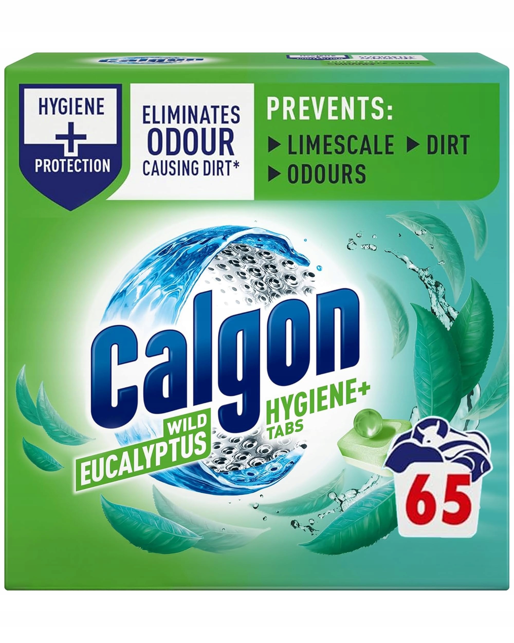 Levně Tablety na čištění pračky Změkčovač vody Calgon Hygiene Plus 65 ks