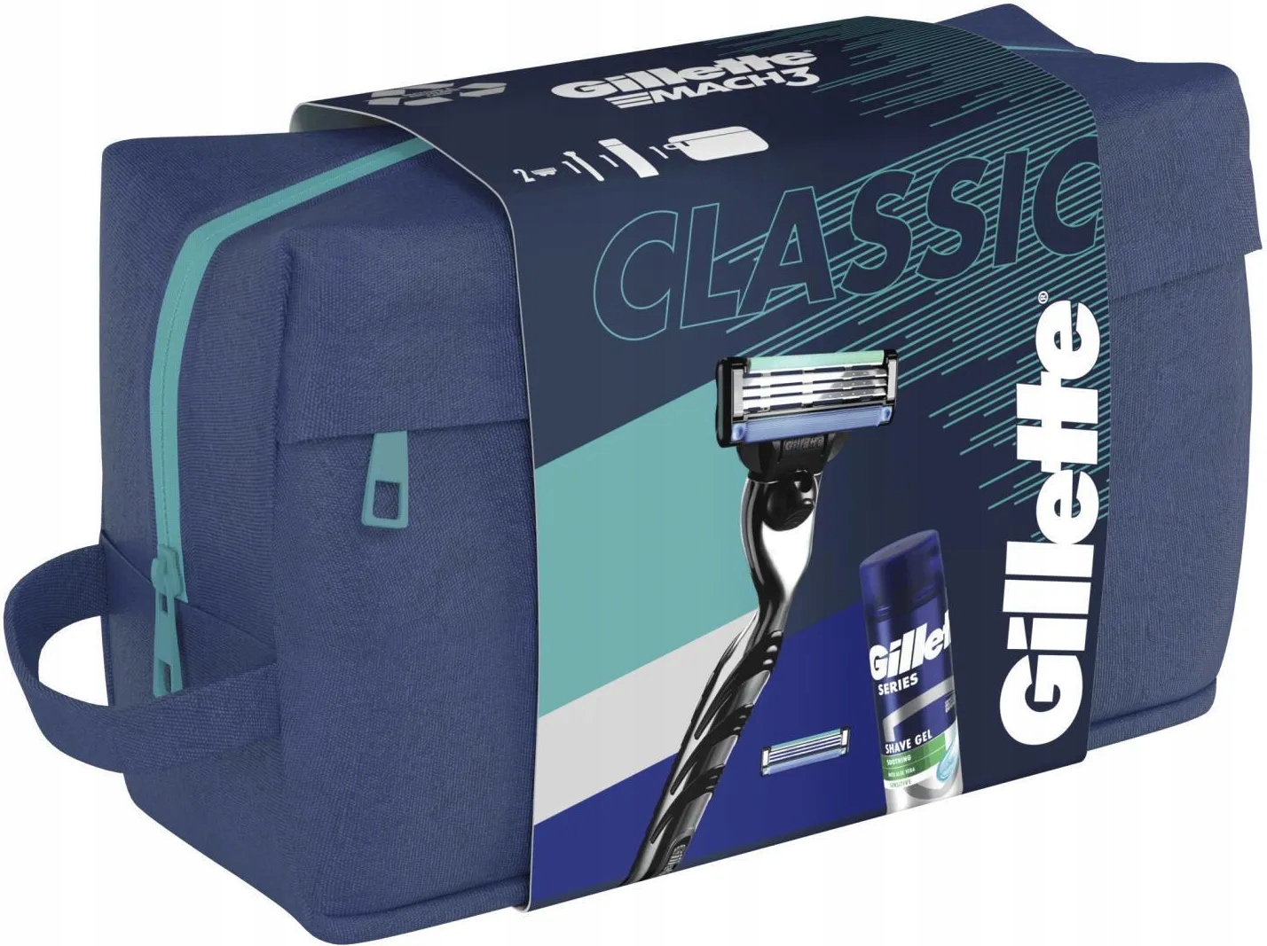 Gillette Mach 3 gel na holení 200 Ml kosmetická taštička holicí strojek břit