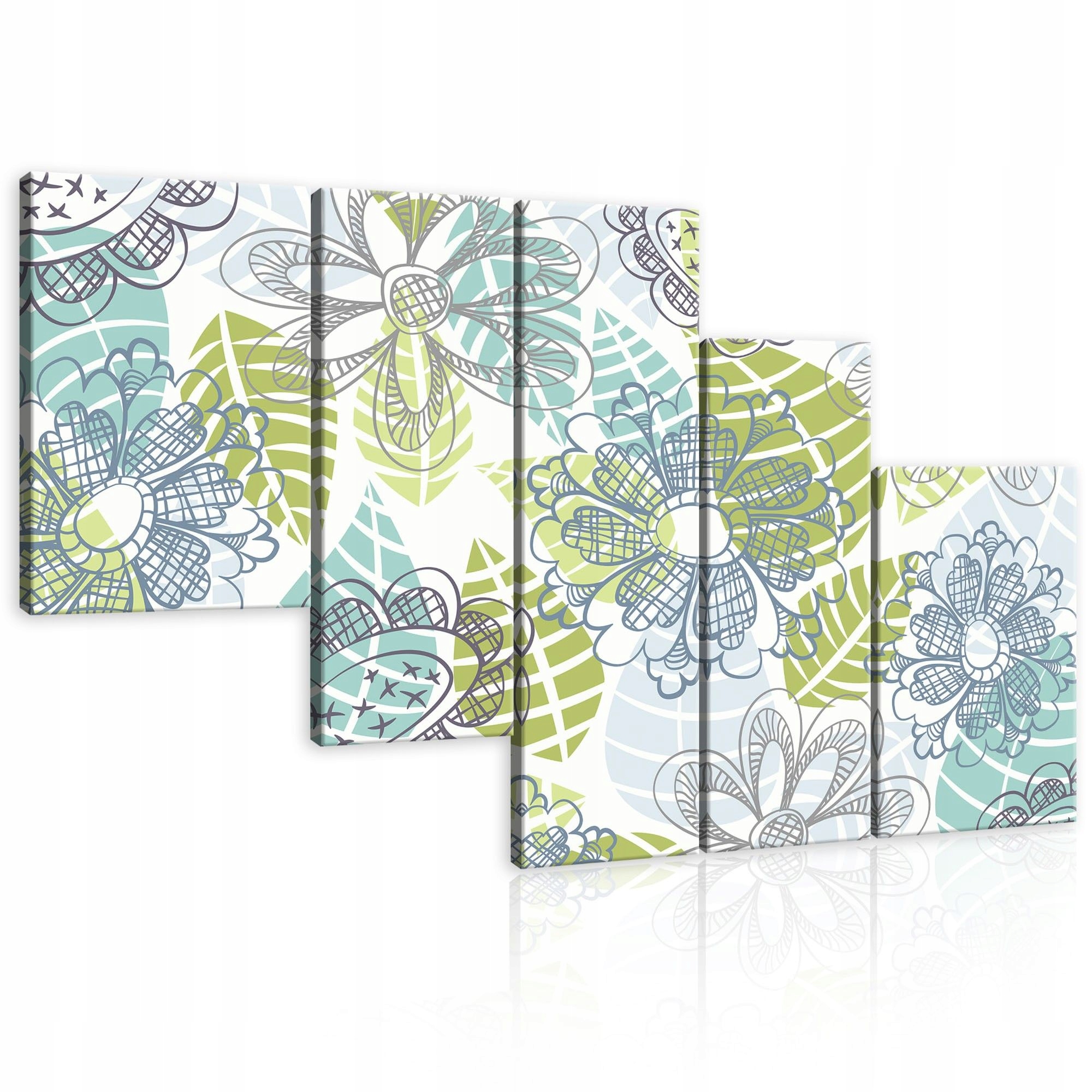 Obraz 170x100 Kvetinový vzor kvety abstrakcia grafika zelená modrá šedá