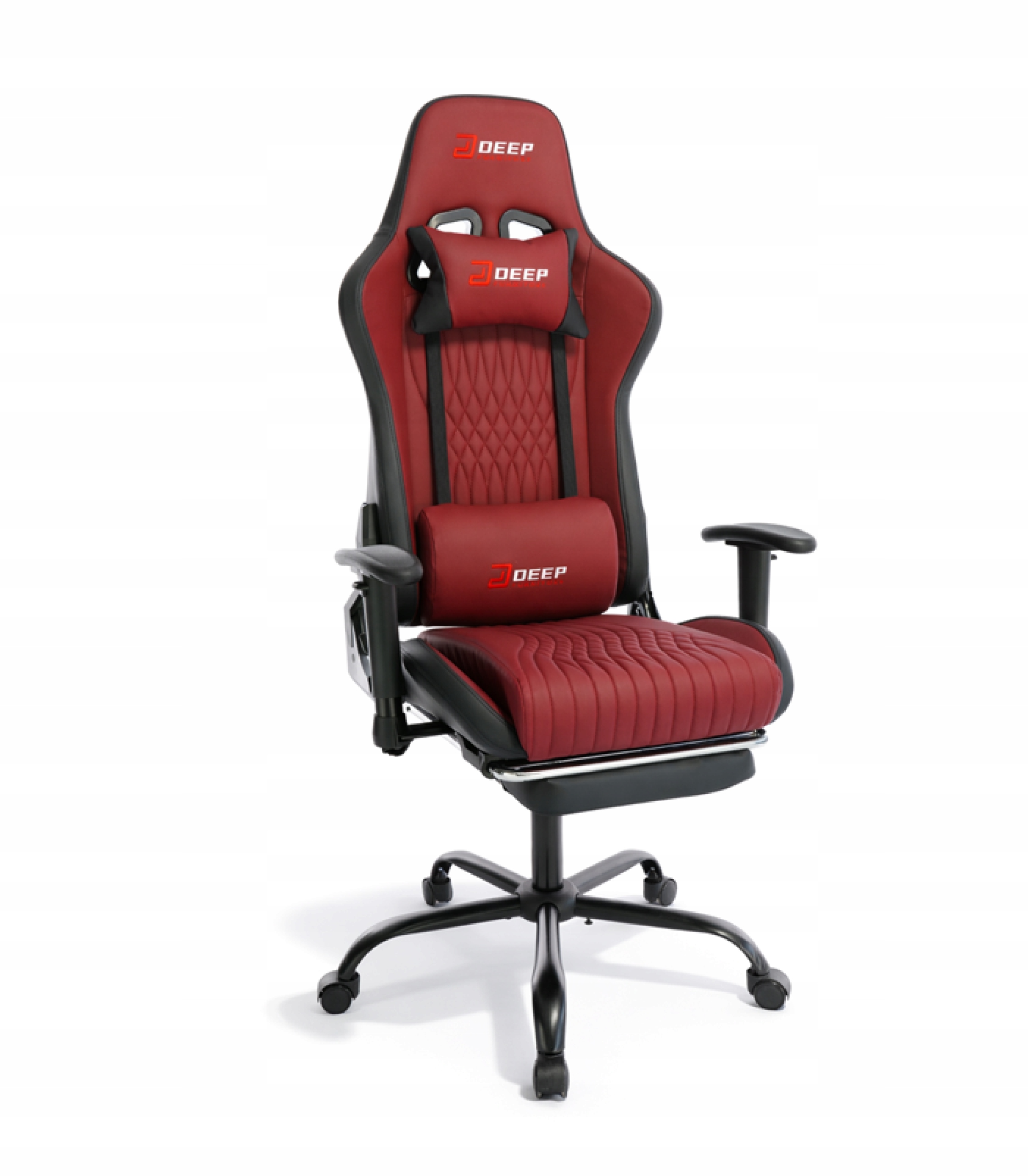 Ergonomická otočná herná stolička červená s podnožkou, kancelárska stolička