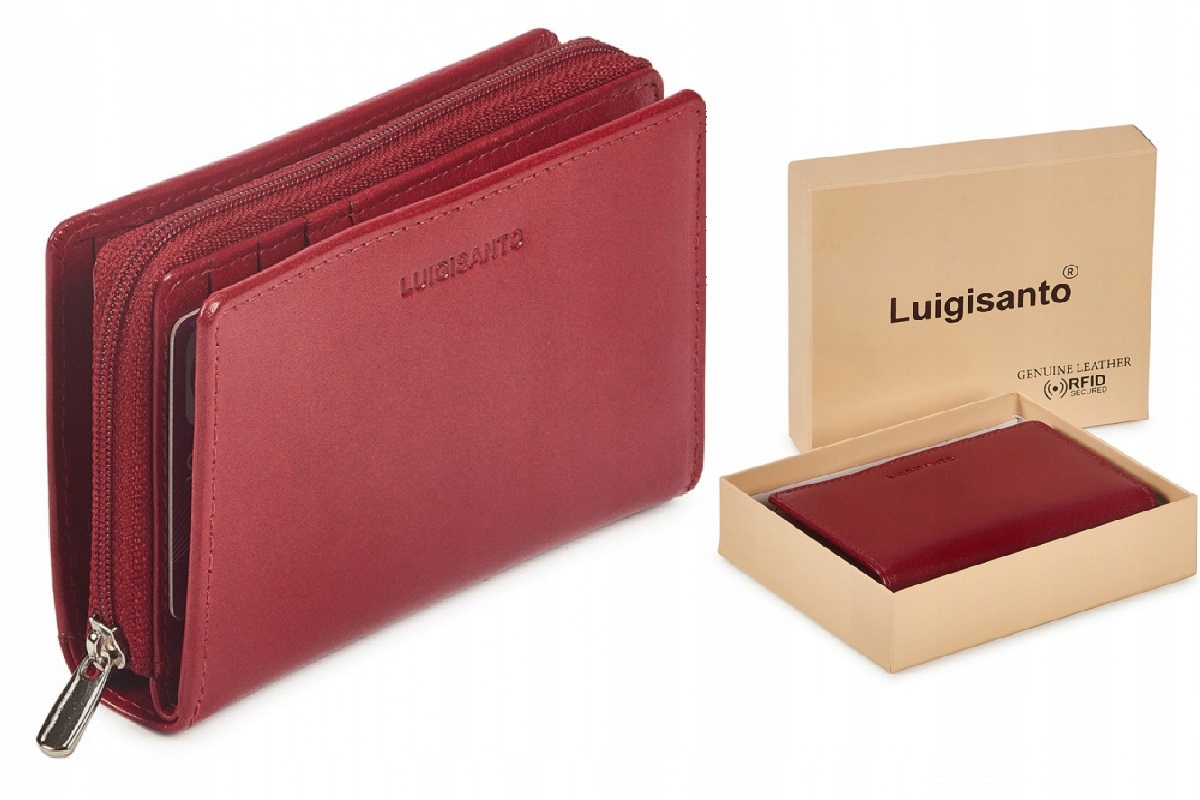 

Luigisanto Damski Skórzany Portfel Rfid Czerwony