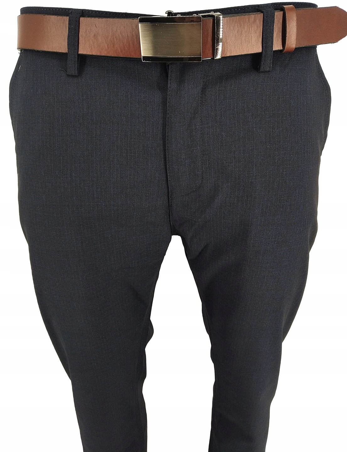 SPODNIE MĘSKIE ELEGANCKIE CIEMNY GRANAT BM097 BIG W48 125 - 128 CM Rozmiar 48