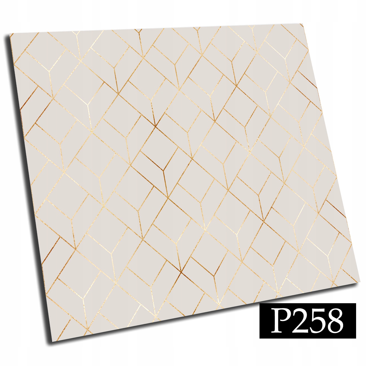 Płytki PCV samoprzylepne 25cm Złote Linie Kwadrat