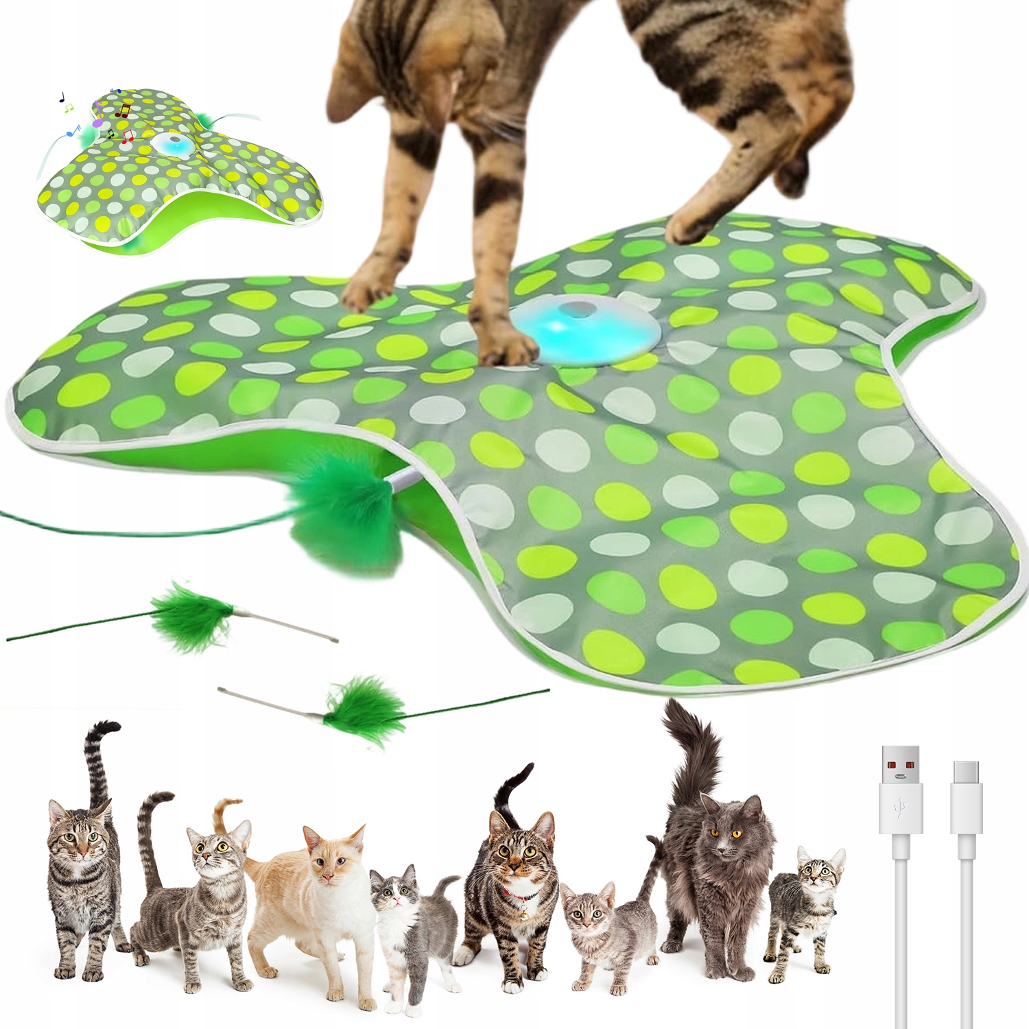 Levně Hračky Pro Kočky Interaktivní Inteligentní Pohybový Senzor Usb 62*62 CM