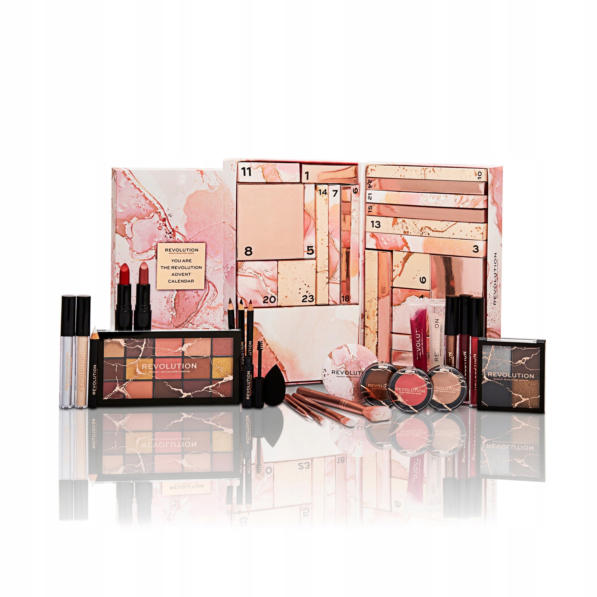 Адвент-календарь Makeup Revolution, 24 средства для макияжа лица, глаз, губ и бровей — фото 3