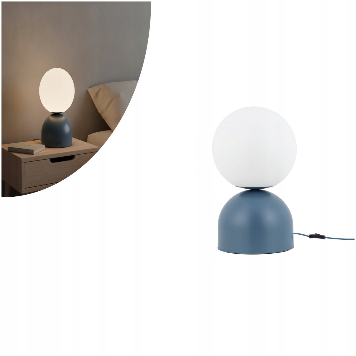 Lampka nocna niebieska Miki nowoczesny design obok łóżka Tk Lighting