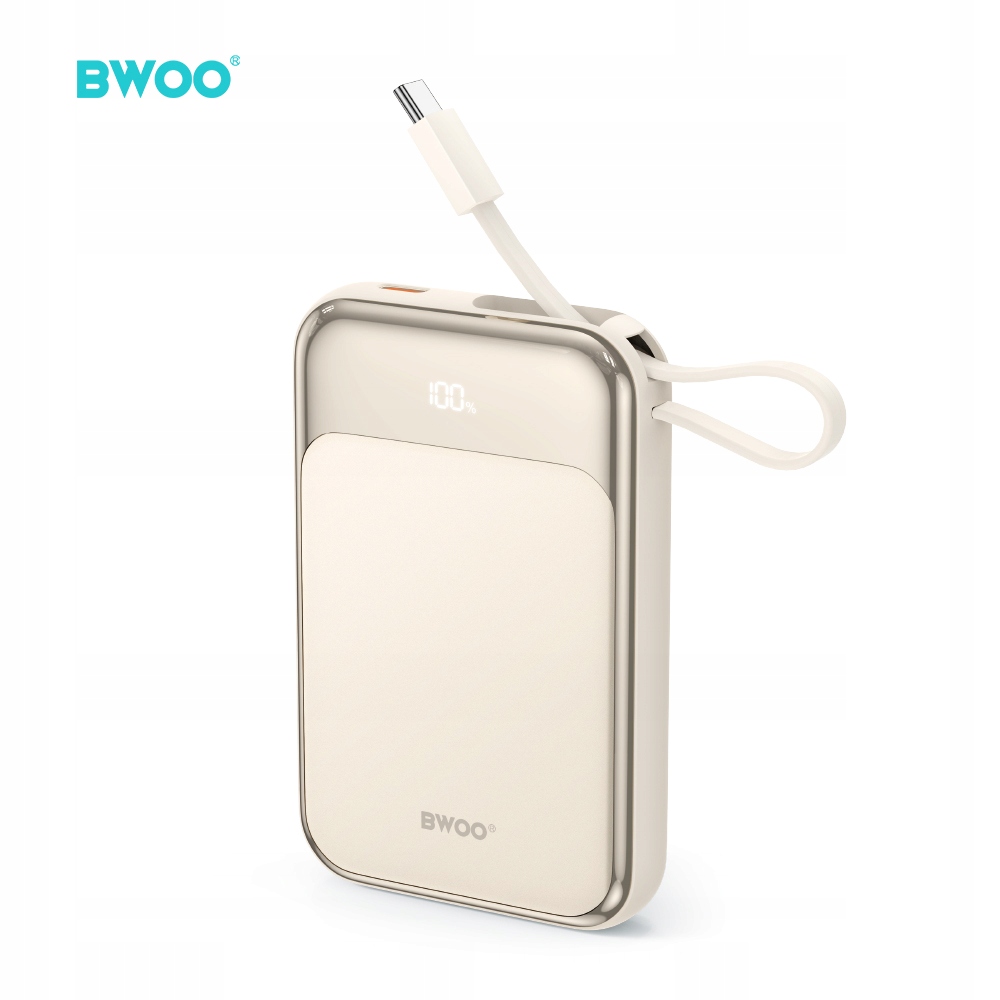 Bwoo P80 Pd powerbanka 20W 10000 mAh s Usb-c kabelem a zlatým displejem