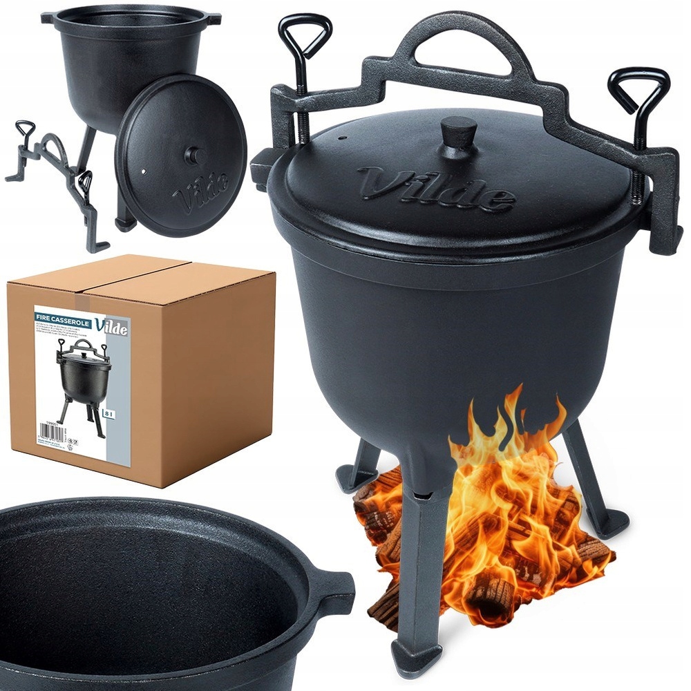 Kociołek Żeliwny garnek myśliwski węgierski pieczonki prażone ognisko 8L