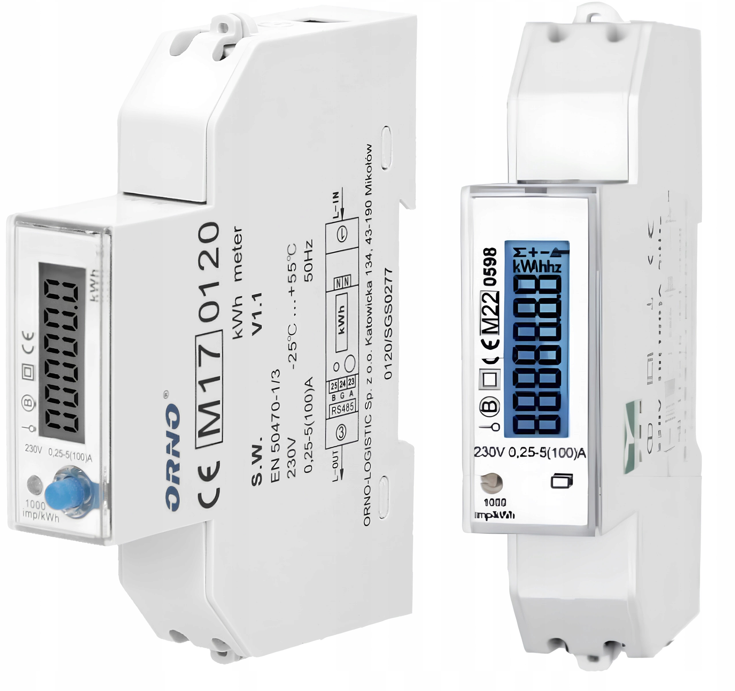 1-f elektroměr elektrický 100 A. přívod vzduchu RS485MID, Pv