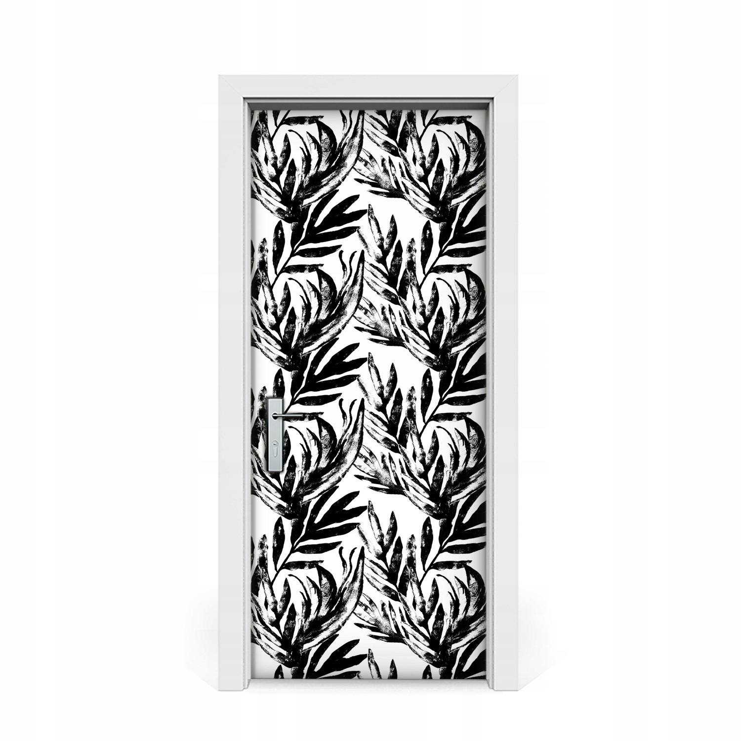 

Naklejka na drzwi Czarna czarna monstera 85x205
