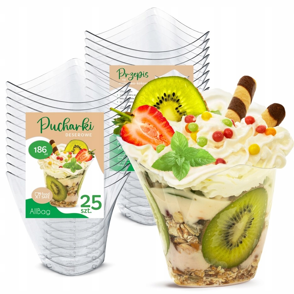 VÍCENÁSOBNÉ POHÁRE 186 ml 25 ks NA DEZERTY ORIGINÁLNE WAVE