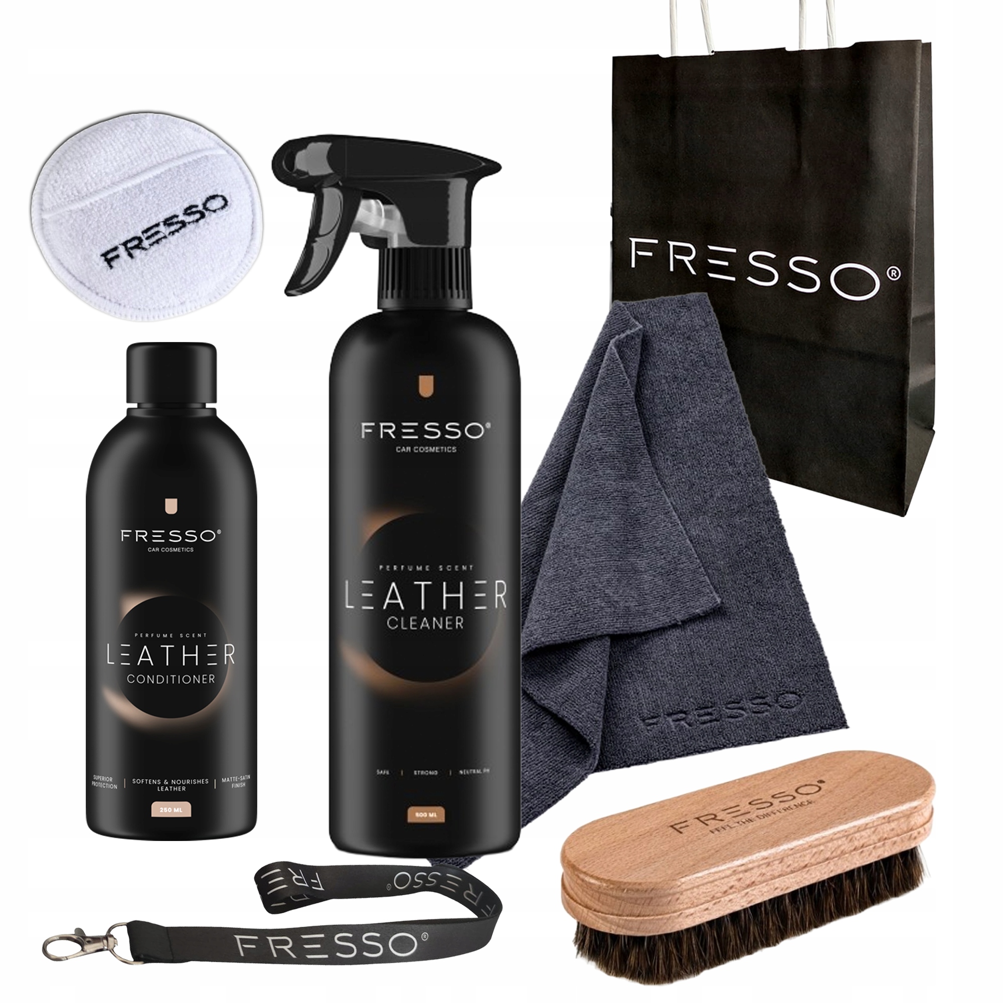 Fresso zestaw do skór leather odżywka 250ml cleaner 500ml