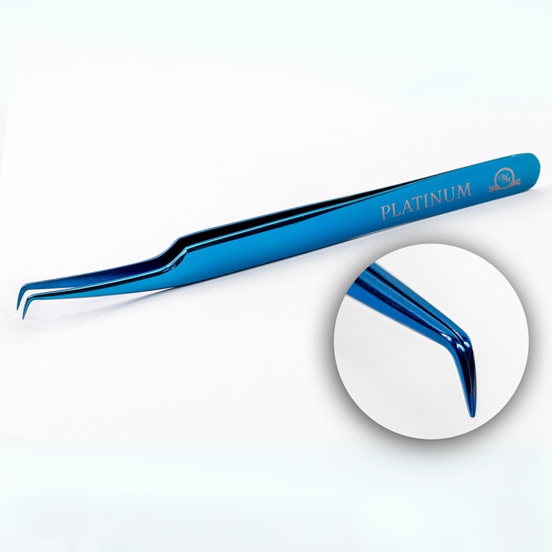 Pęseta do Przedłużania Rzęs ET15 Mini Laser Niebieski PLATINUM