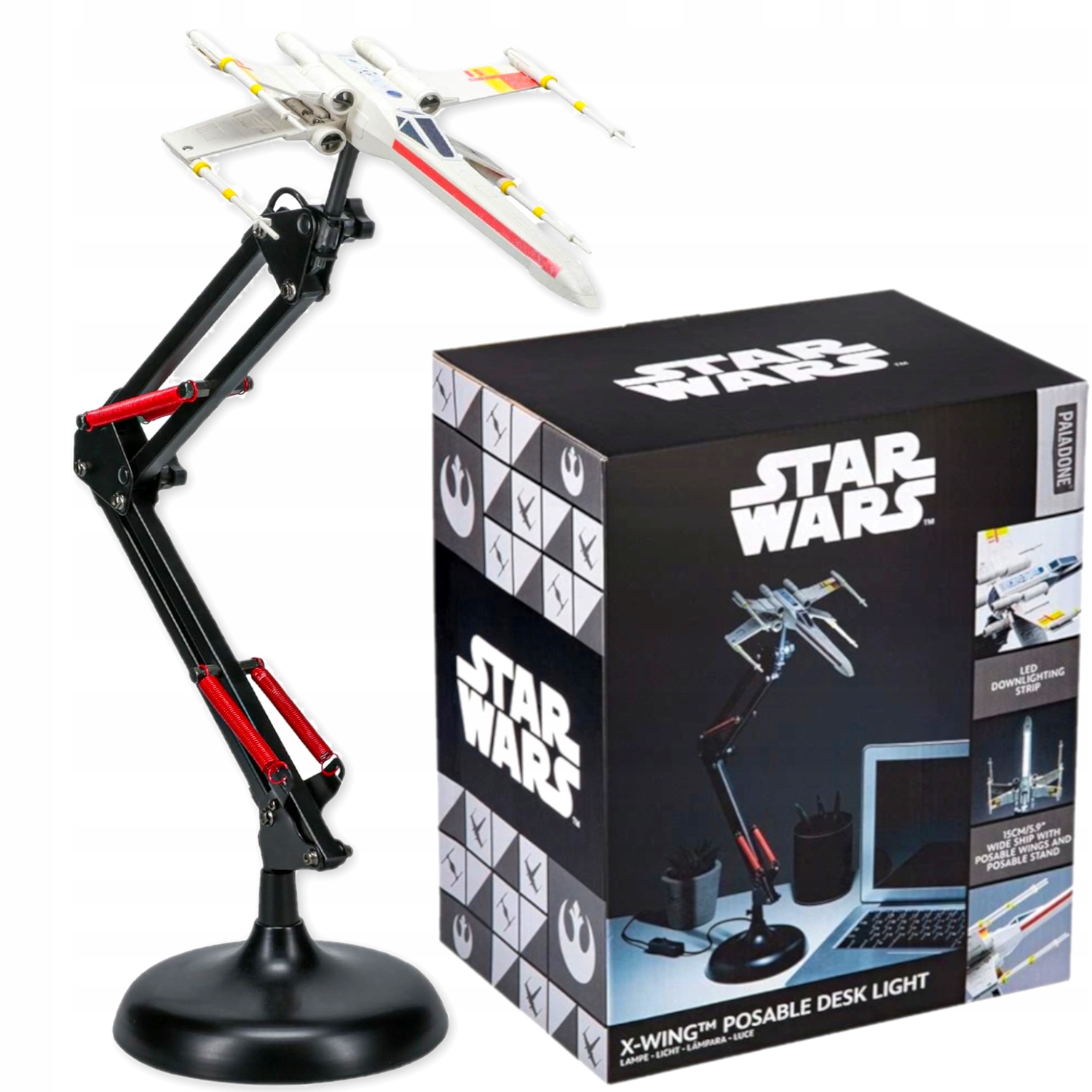 Stolní lampa Star Wars X Wing 3D Paladone pohyblivá Led Usb na stůl 15 cm