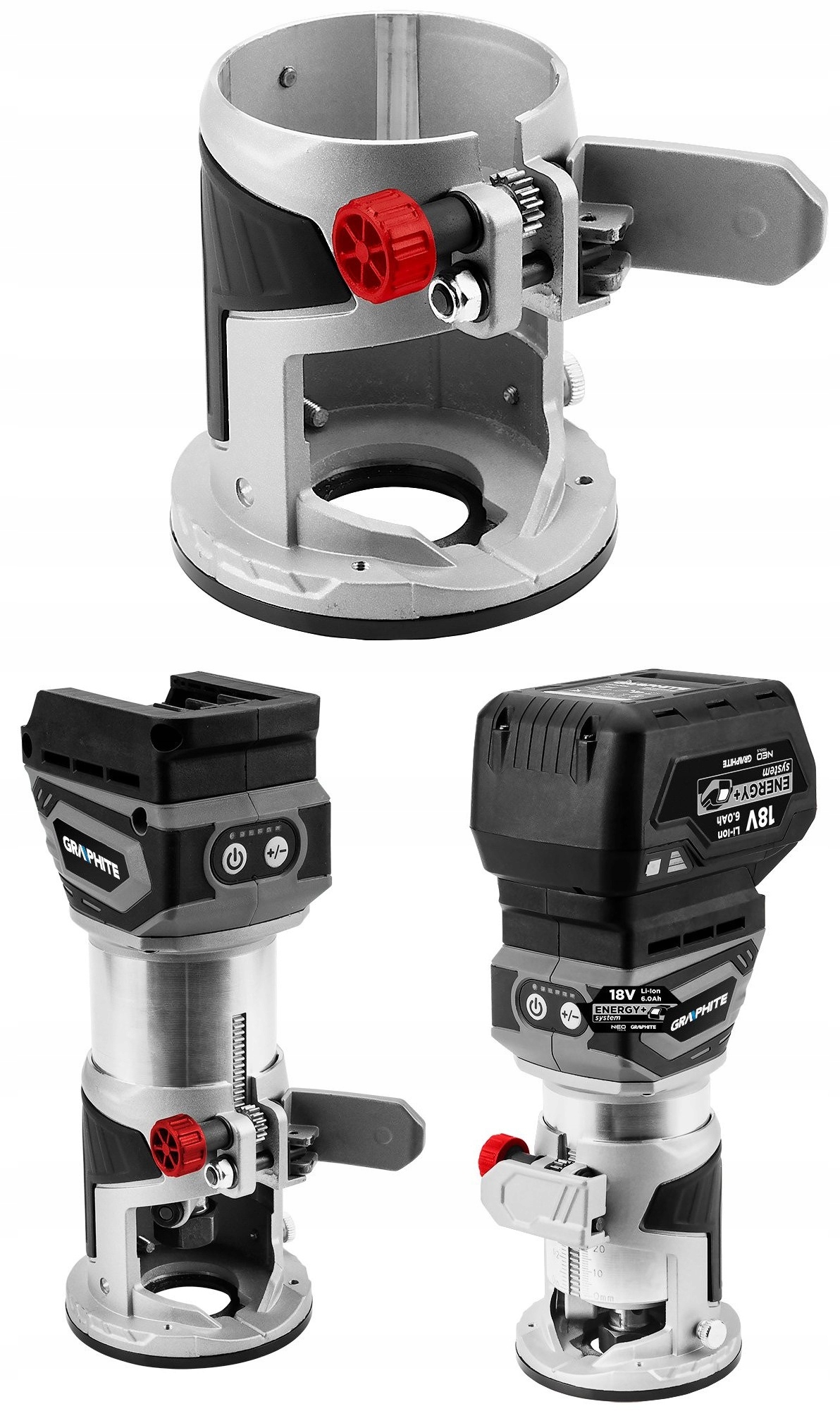 Frezarka bezszczotkowa akumulatorowa Energy+ 18V GRAPHITE 58GE140 Zasilanie akumulatorowe