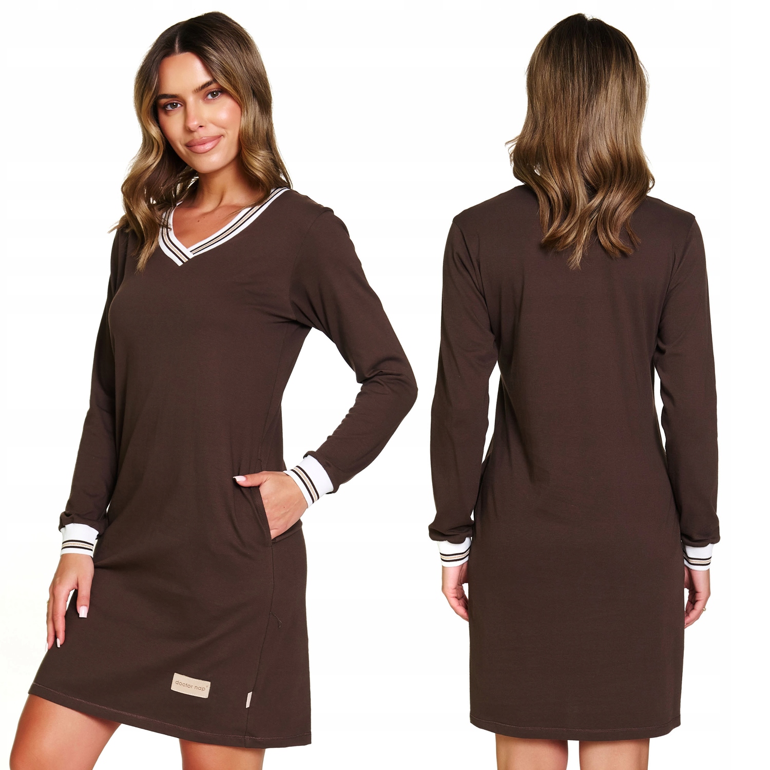 Doctor Nap TM.4534 brownie kapsy bavlna hnědá Noční košile 2XL