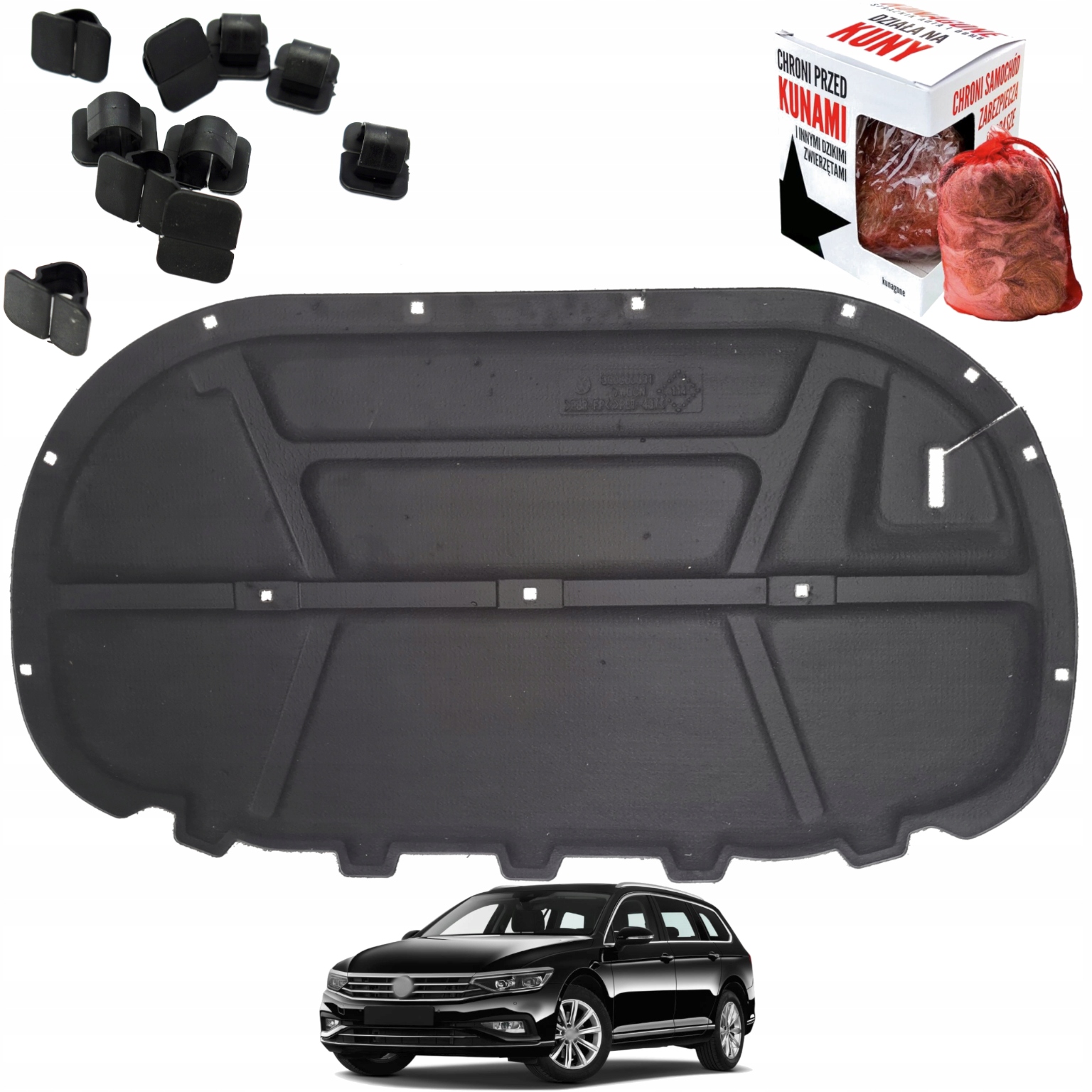 Odhlučnění kapoty Izolace Volkswagen Passat B8 14-21 Odpuzovač Spon