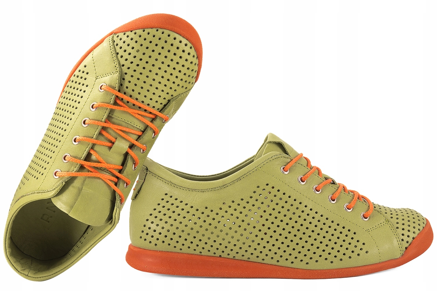 Ravini 1615-1 Dámské Ažurové Kožené Polobotky, zelené, zelená, 36