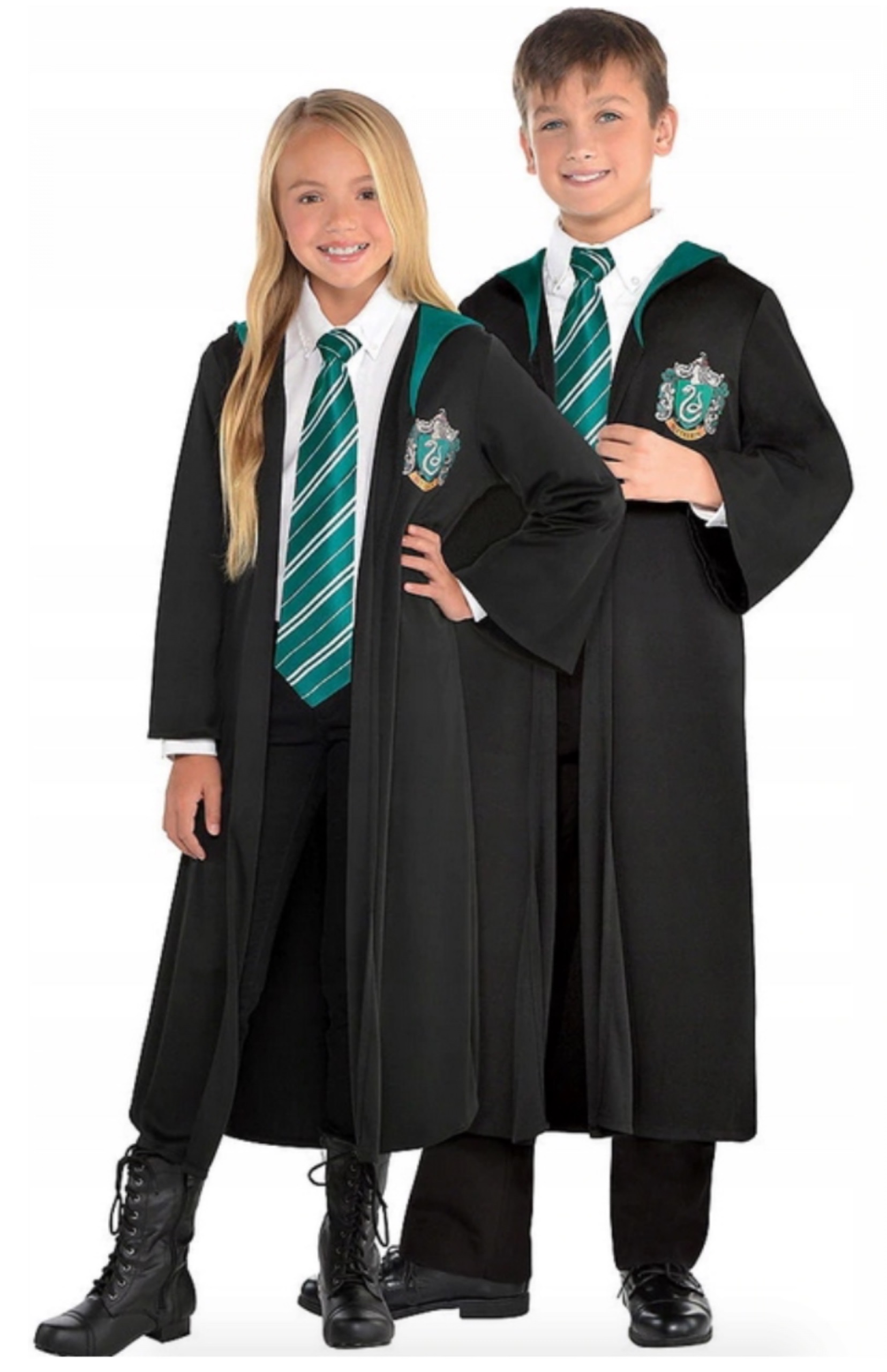 KOSTÝM HARRY PORTER MALFOY SLYTHERIN 120-130 + RŮŽOVÁ