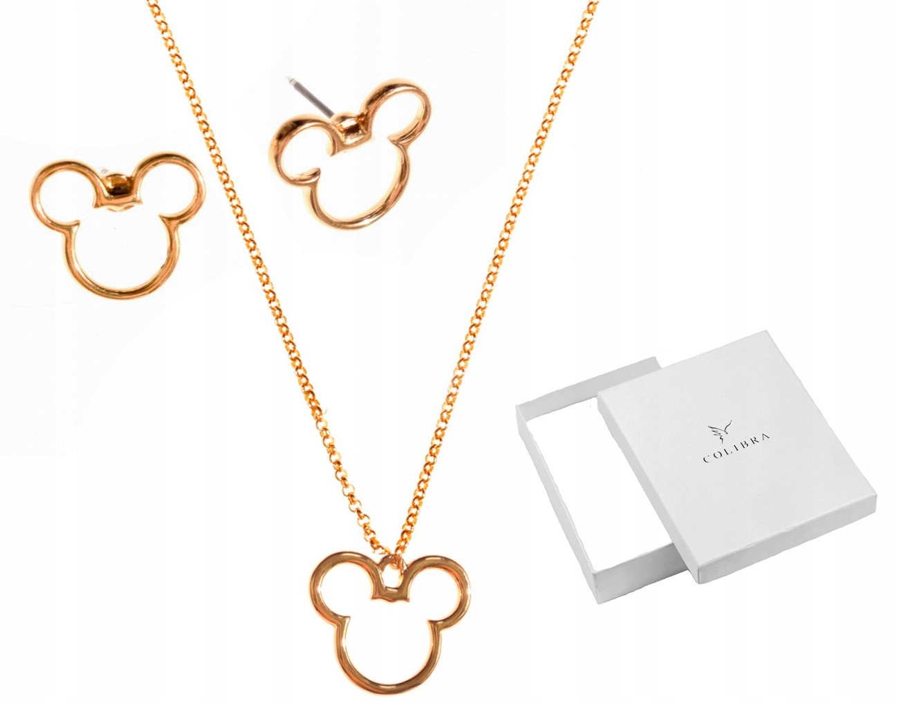 Zlatá souprava šperků prolamované myšky Mickey Mouse sada Colibra