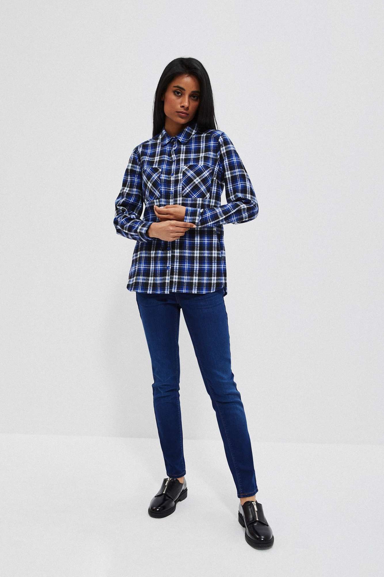 Koszula w kratę XS od MOODO Rękaw długi rękaw