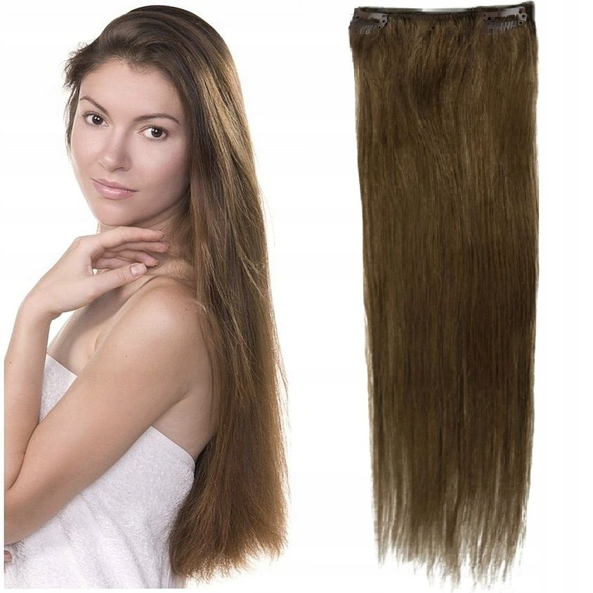 Clip-in Příčesek Do Vlasů 100% Přírodní Páska Dopinka 60 CM tmavě blond 8