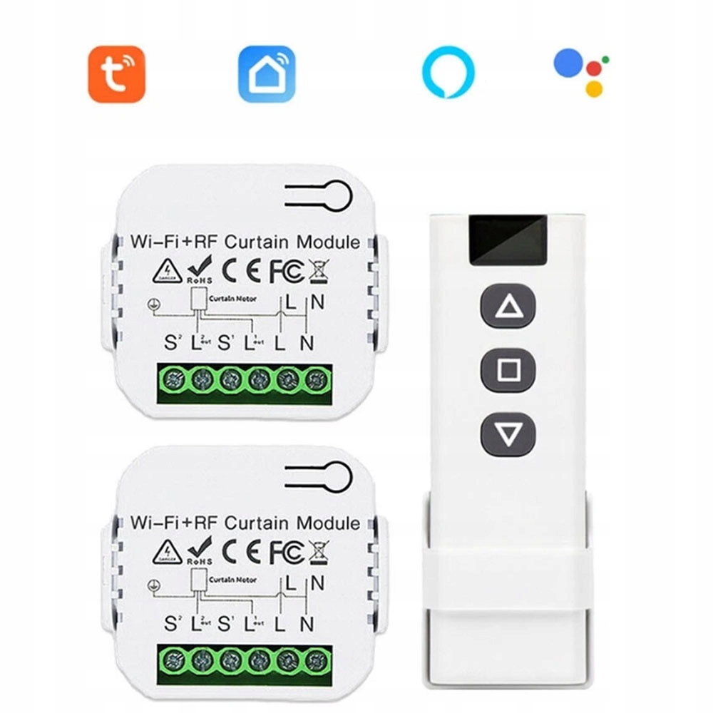 2X Sterownik Do Rolet Żaluzji Kąt Pochylenia Lameli Tuya WiFi Z Pilot RF433