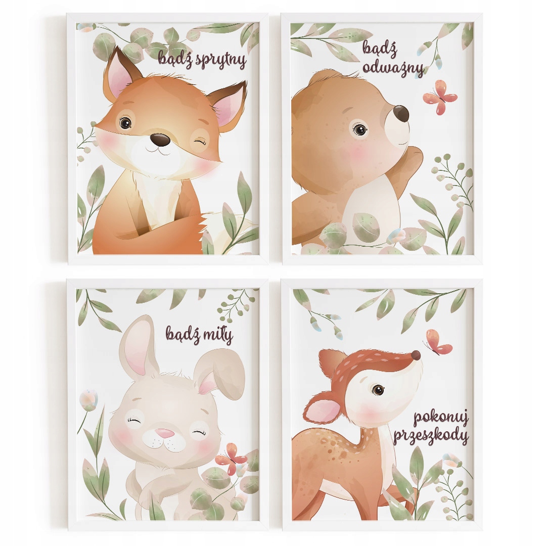 

A4 Zestaw motywacyjny 4 plakatów Leśne Zwierzęta