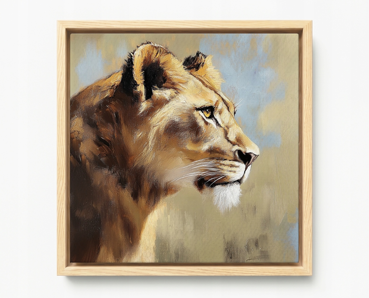 Obraz Rám American Box Portrét Lew Lwica Zviera Afrika Safari Olej 60x60