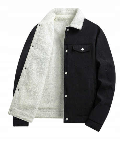 Shein Černá Pánská Bunda S Kožíškem A Dlouhým Rukávem Se Zapínáním 2XL 1JE