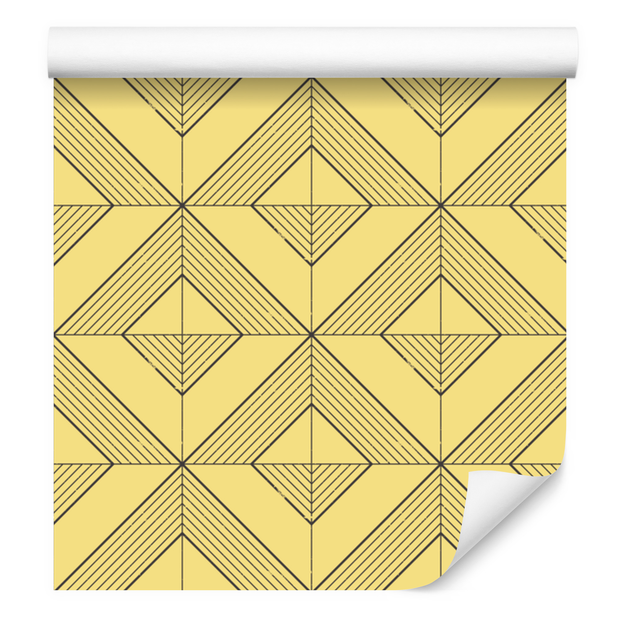 Tapeta Geometrické kosočtverce žlutá a krémová, krémové pozadí 50x1000 cm