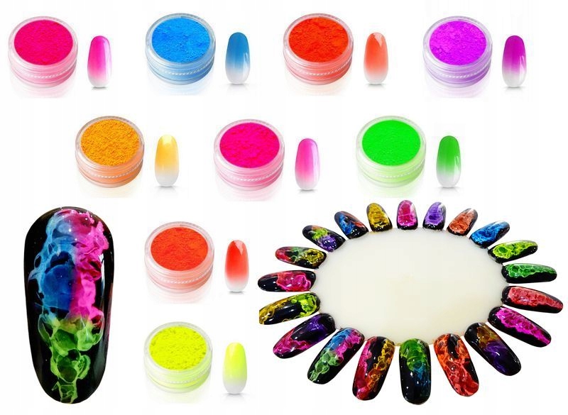 NEONOWE PYŁEKI DO EFEKTU DYMU POWDER PUDER 9 szt