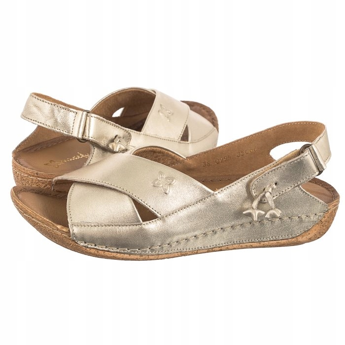 Dámské kožené sandály na léto Maciejka Zlaté 00994-64/00-5