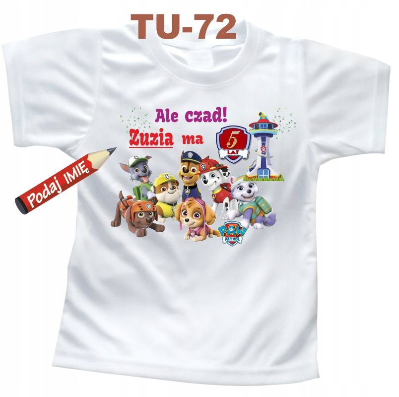 

Koszulka 5 Urodziny Paw Patrol imię 112-116 cm