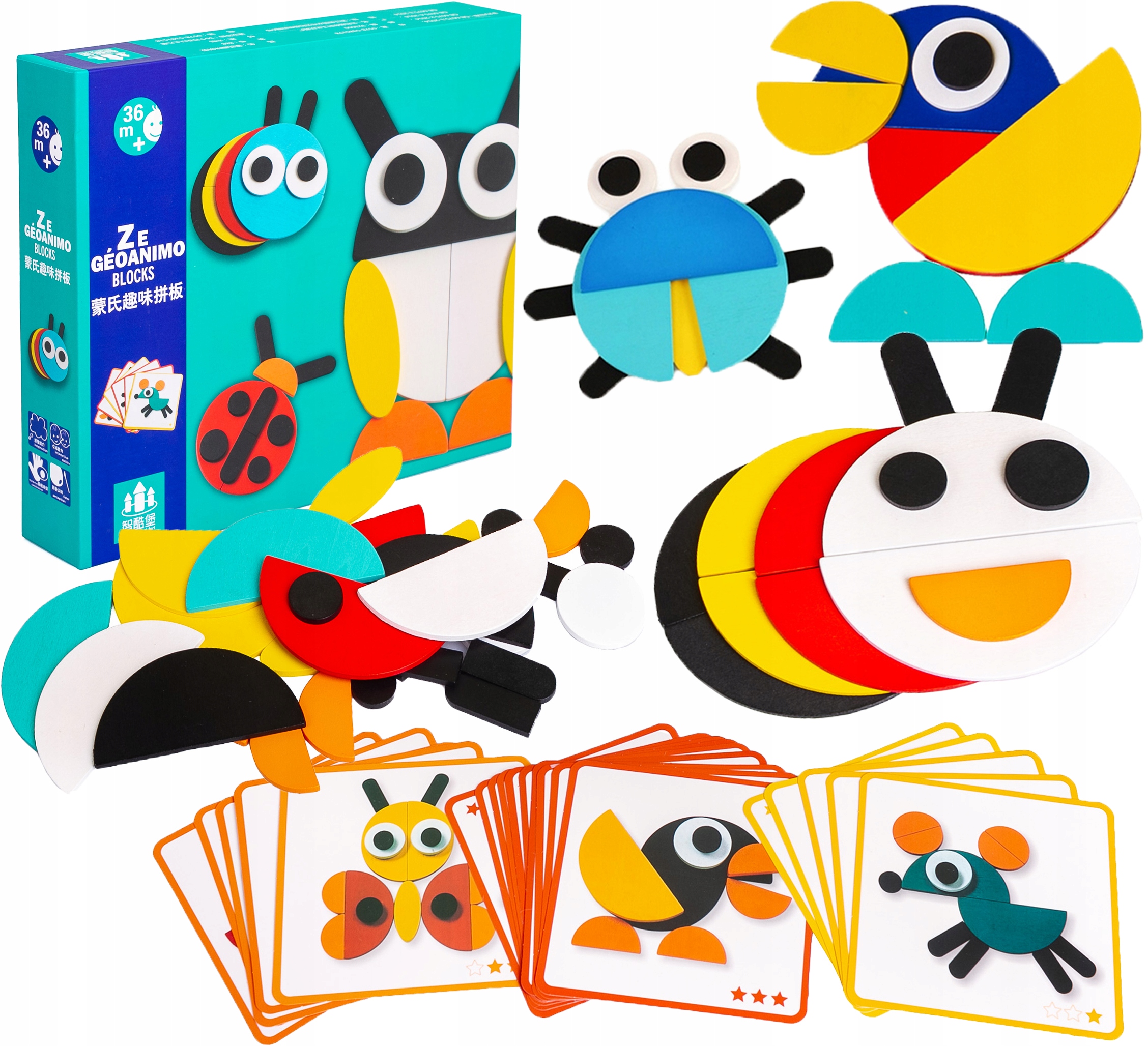 

Drewniana Układanka Puzzle Gra Mozaika Montessori