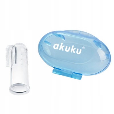 Silikonowa Szczoteczka do Zębów na Palec, Akuku Kolor dominujący odcienie niebieskiego