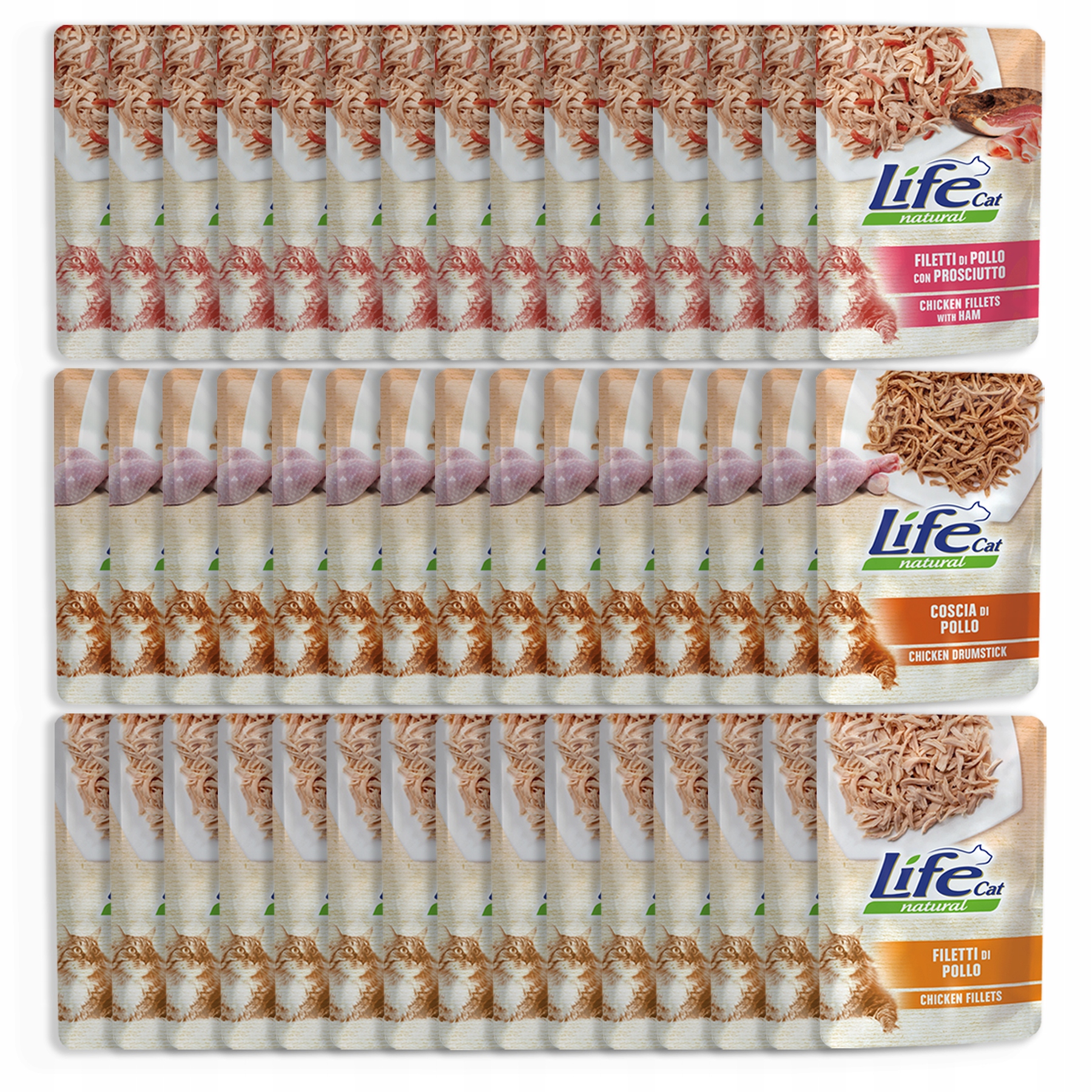 Levně Life Cat Natural Krmivo pro kočky kapsička 70g 45 ks mix chutí bez ryb